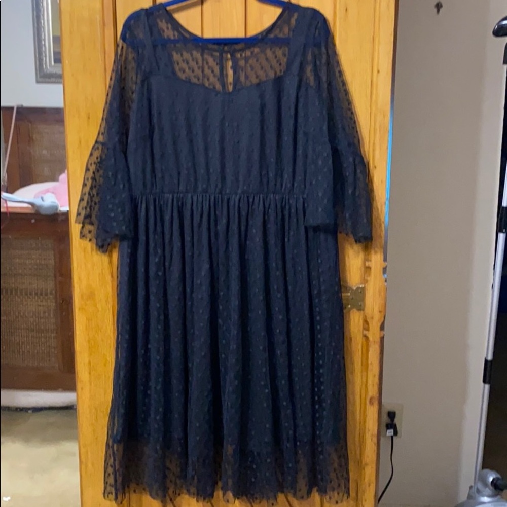 Lane Bryant Black Lace Dress with Polkadots NWT